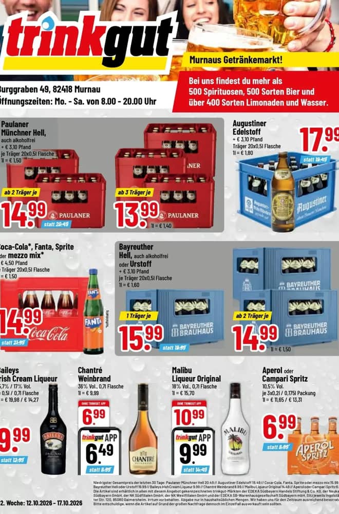 Titelseite des Prospekts von Trinkgut, gültig 11–17 Oktober 2026