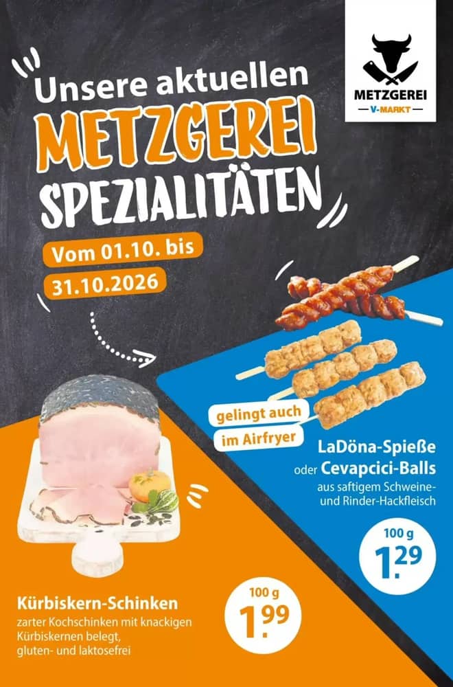 Titelseite des Prospekts von V-Markt, gültig 1–31 Oktober 2026