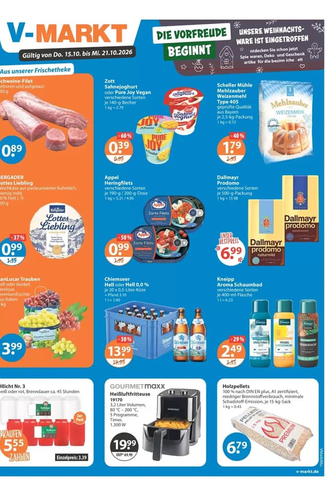 Titelseite des Prospekts von V-Markt, gültig 15–21 Oktober 2026