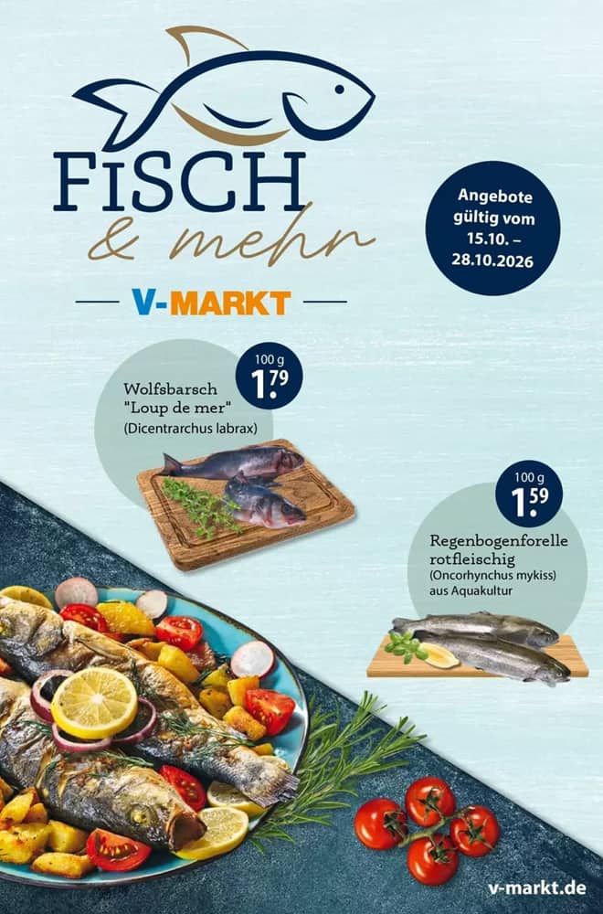 Titelseite des Prospekts von V-Markt, gültig 15–28 Oktober 2026