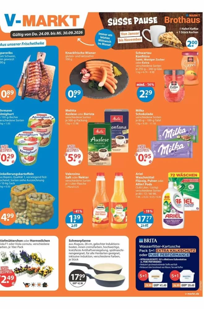 Titelseite des Prospekts von V-Markt, gültig 24–30 September 2026