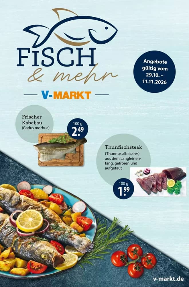 Titelseite des Prospekts von V-Markt, gültig 29. Oktober 2026 – 11. November 2026
