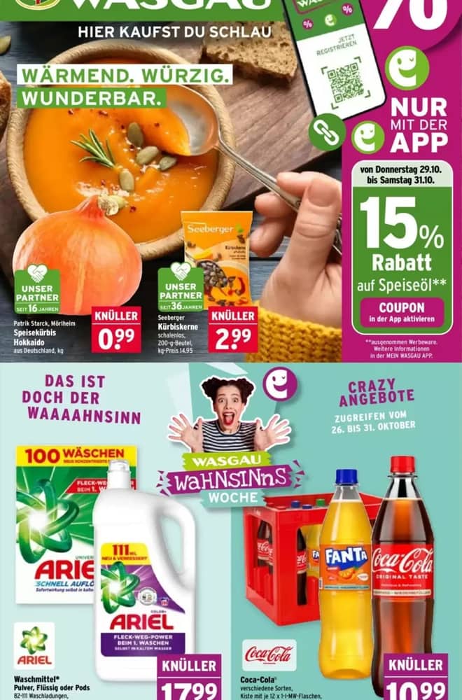 Titelseite des Prospekts von Wasgau, gültig 26–31 Oktober 2026