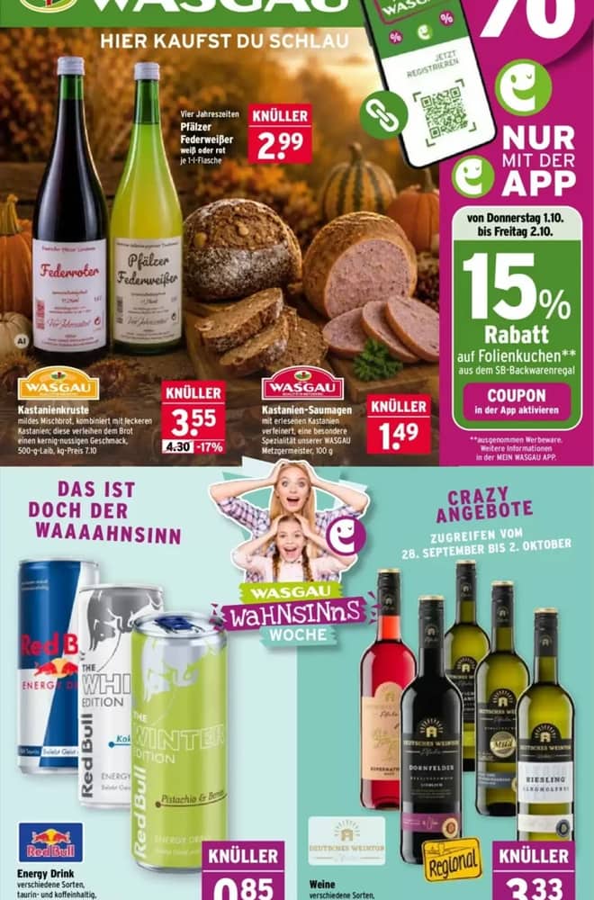 Titelseite des Prospekts von Wasgau, gültig 28. September 2026 – 2. Oktober 2026
