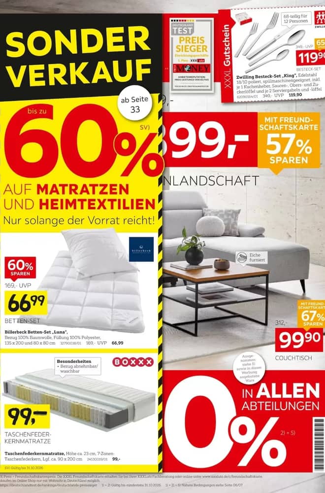 Titelseite des Prospekts von XXXLutz, gültig 16–30 Oktober 2026