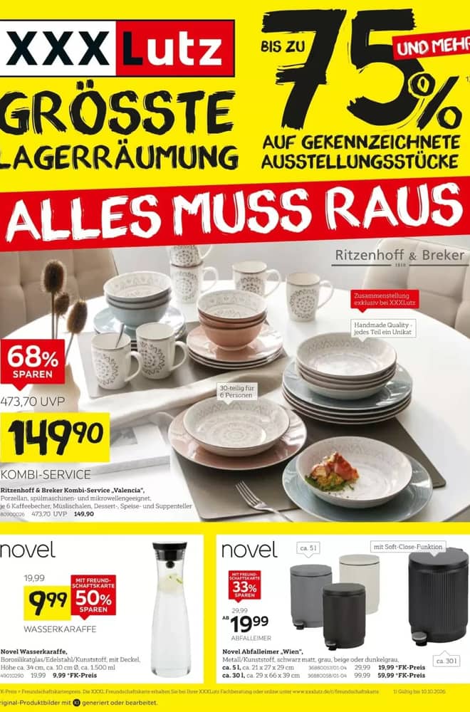 Titelseite des Prospekts von XXXLutz, gültig 26. September 2026 – 9. Oktober 2026