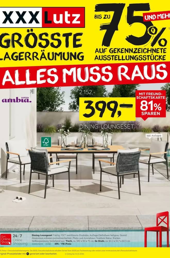 Titelseite des Prospekts von XXXLutz, gültig 26. September 2026 – 9. Oktober 2026