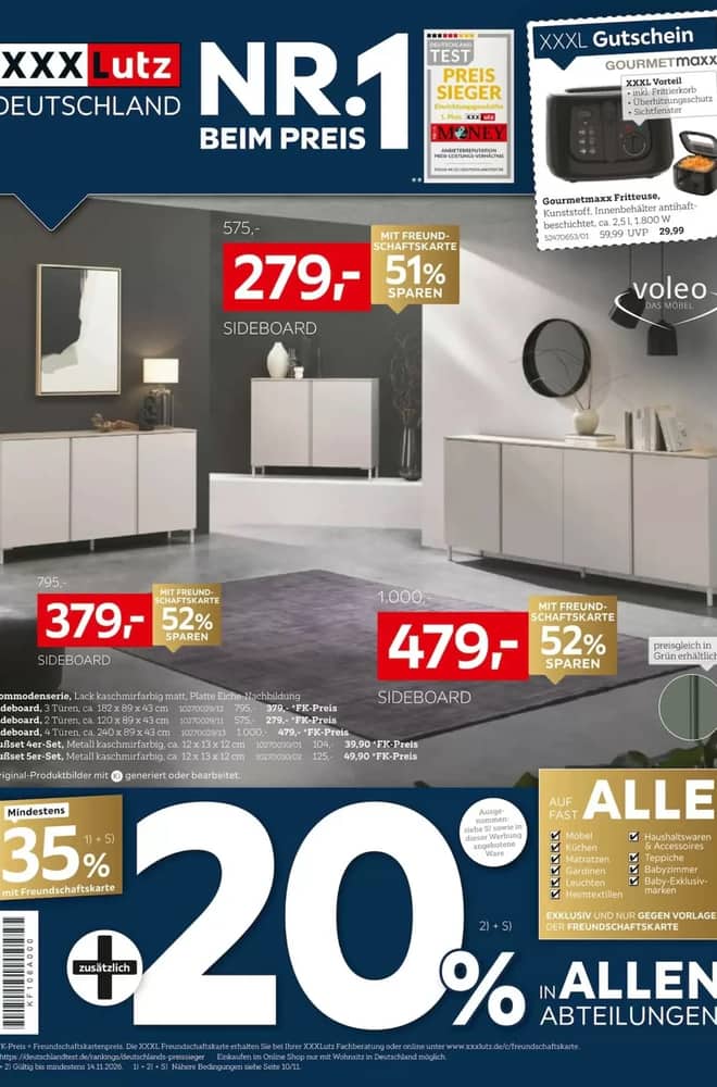 Titelseite des Prospekts von XXXLutz, gültig 31. Oktober 2026 – 8. November 2026