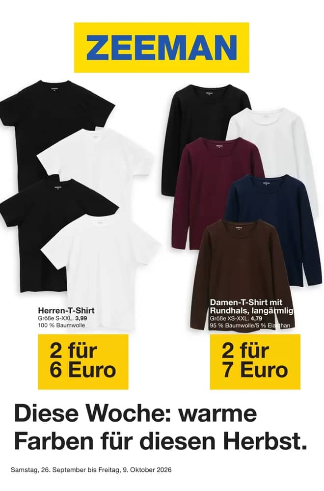 Titelseite des Prospekts von Zeeman, gültig 26. September 2026 – 2. Oktober 2026