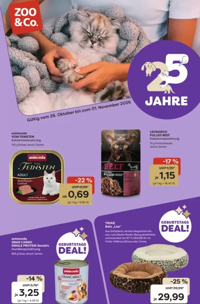 Titelseite des Prospekts von Zoo & Co., gültig 26. Oktober 2026 – 1. November 2026